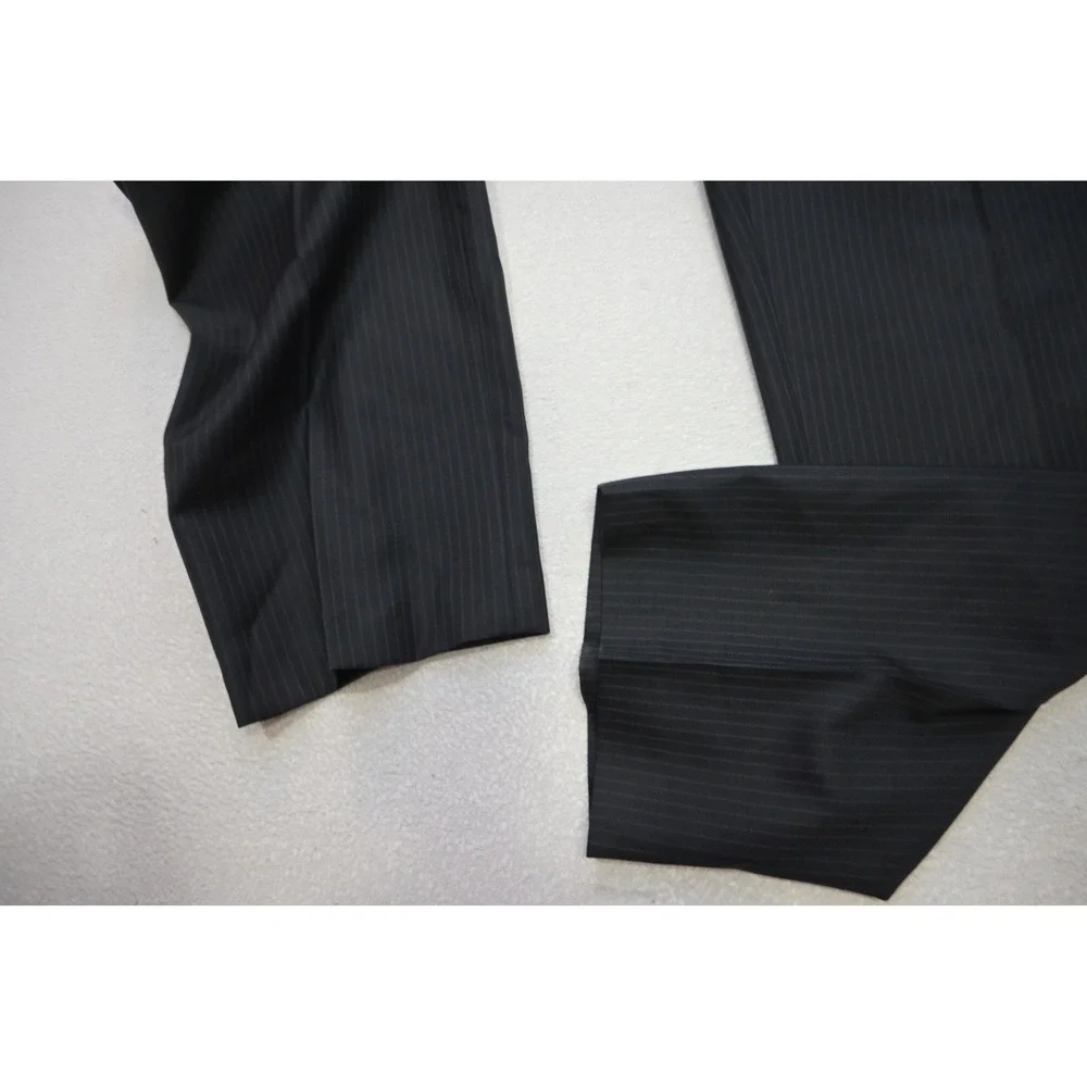 Nautica Pinstripe Suit Mens Size 48L 42x36 Dark Gray 2-Piece Formal Excellent